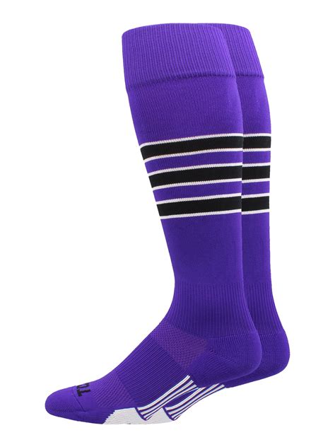 Dugout 3 Stripe Baseball Socks Purpleblackwhite Large