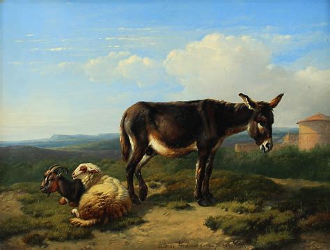 Eugene Verboeckhoven Donkey With Sheep And Goat 1841 Available For