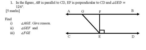 solved 1 in the figure ab is parallel to cd ef is perp