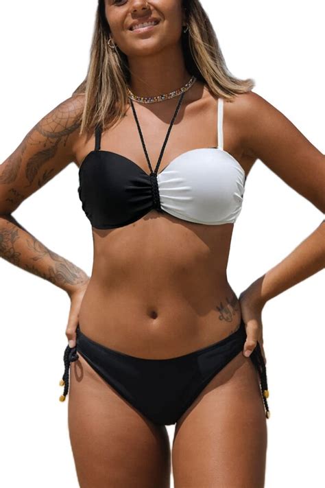 Rayson Bikinis Set For Women Brazilian Bikini Halter Neck Swimming Suit Bandeaukini Push Up