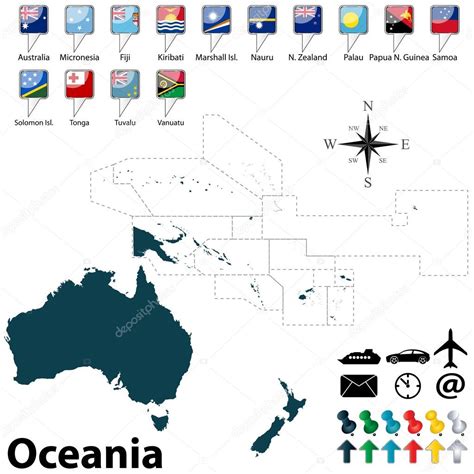 Mapa Político Da Oceania — Vetores De Stock © Sateda 39061115