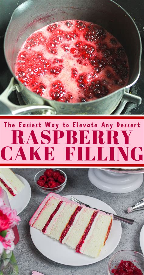 Raspberry Cake Filling In A Pan With The Title Overlay Reads The