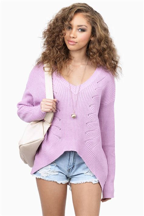 Lovely Lavender Sweater Purple Sweater Oversized Ribbed Sweater