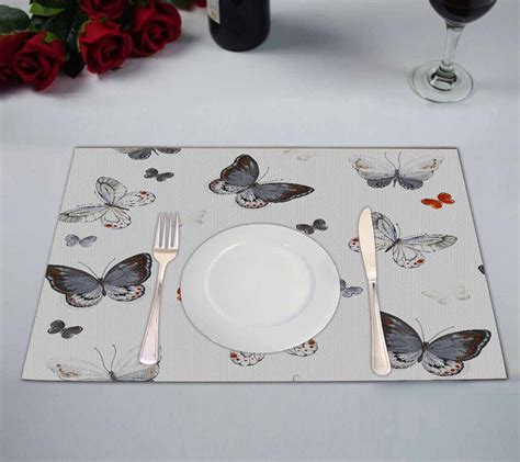 Pkqwtm Colorful Butterflies Kitchen Dining Table Mats Placemats Size
