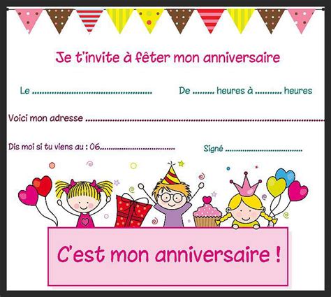 Modèle texte invitation anniversaire 3. Carte Invitation Anniversaire Gratuite Fille 7 Ans ...