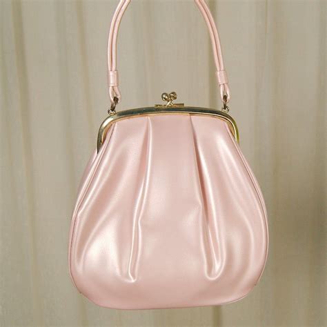 1950s Pink Pearlized Handbag Handbag Pink Bag Pink
