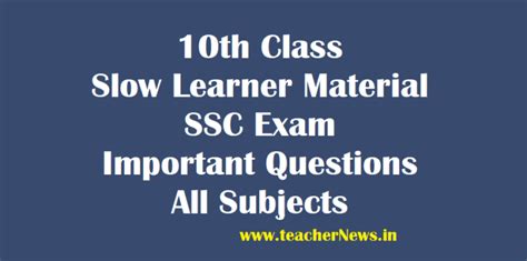 Ssc Exam Slow Learner Material Th Class Important Questions