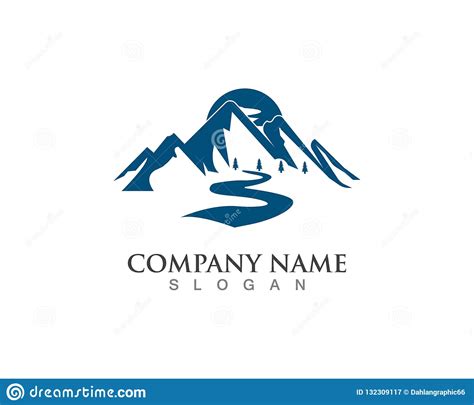 Mountain River Nature Landscape Logo And Symbol Stock Illustration