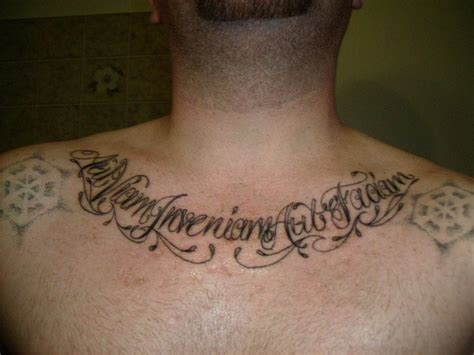 Latin Lettering Tattoo On Chest Tattooimagesbiz
