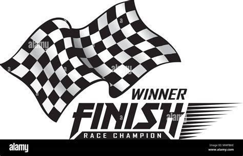 Checkered Waving Flag Logo Racing Championship Emblems And Badge With