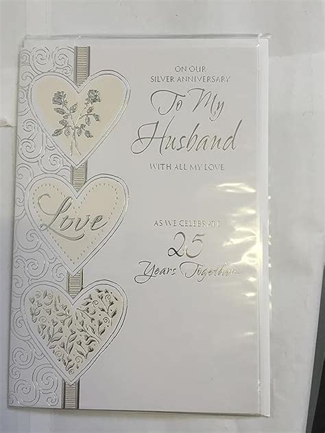 25th Silver Wedding Anniversary Husband Card Foil Detail Roses3