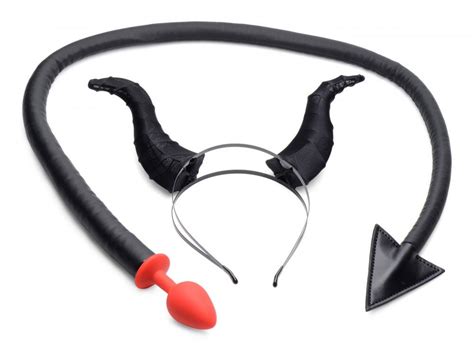 Devil Tail Anal Plug And Horns Set Etsy