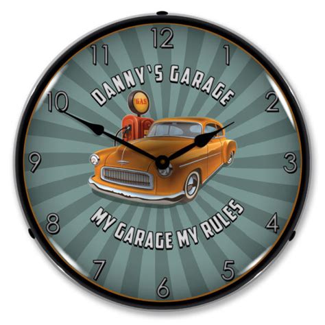 Personalized Custom Retro Car And Gas Pump Led Lighted Wall Clock