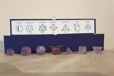Platonic Solids Sacred Geometry Amethyst 7 Piece Set • The Crystal Cave