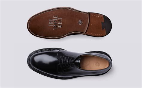 Rosebery Mens Derby Shoes In Black Leather Grenson