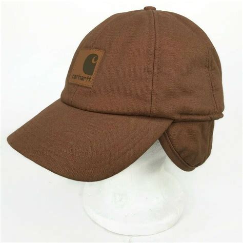Carhartt A199 Workflex Ear Flap Cap Size Ml Insulated Lined Brown Cold