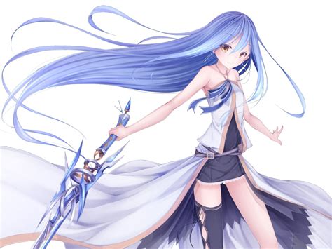 Hd wallpapers and background images. anime, Anime Girls, Blue Hair, Long Hair, Original ...