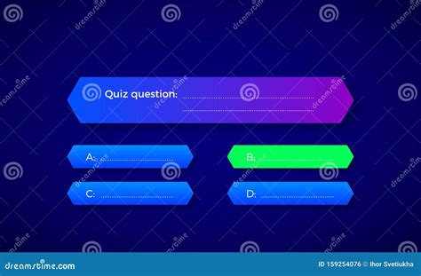 Design Of Quiz In Blue Color Question And Four Answer Option Correct