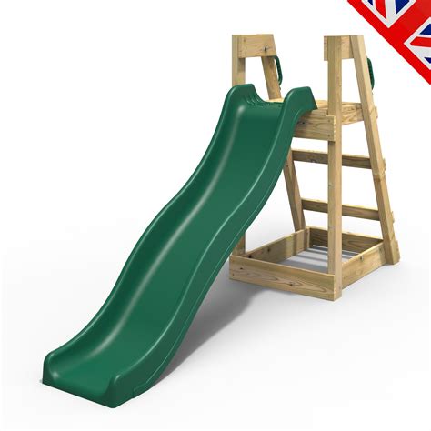 Rebo Free Standing Garden Wave Slide With Wooden Platform 6ft Slide D