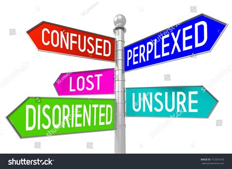 Signpost 5 Arrows Lost Concept Confused Stock Illustration 713331676