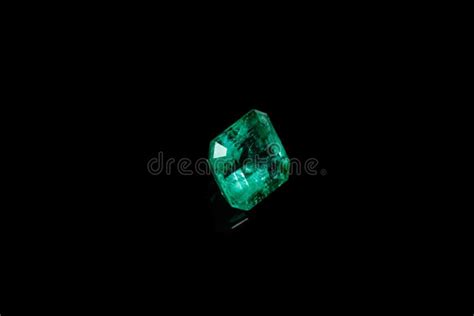 Macro Mineral Emerald Gemstone Faceted On Black Background Stock Photo