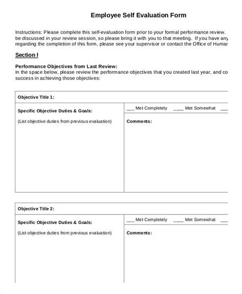 Free Employee Self Evaluation Forms Printable Free Printable Vrogue