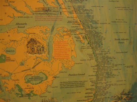 Outer Banks Wall Map Plaque 1970 National Geographic Ghost Fleet