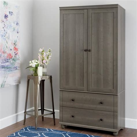 Hopedale Storage Armoire With 2 Drawers Gray Maple