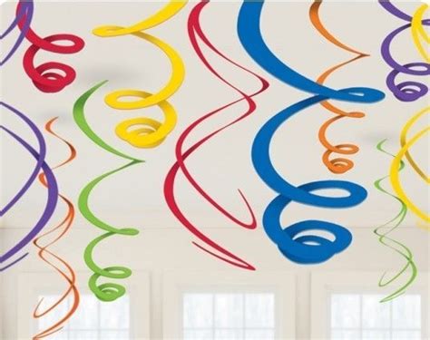 Multi Coloured Swirl Party Decorations Pack Of X Cm Long Hanging Rainbow Party