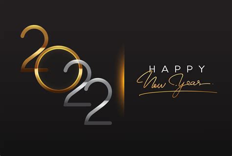 Happy New Year 2022 Text Design Gold Colored 3444560 Vector Art At Vecteezy