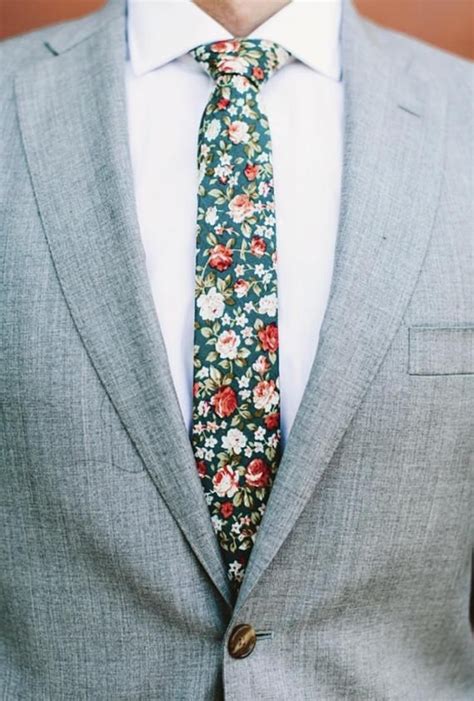 Green Floral Skinny Tie Floral Tie Retro Tie Casual Men S Groomsmen Vintage Handmade