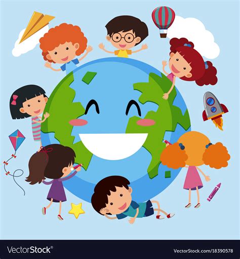 Happy children around the world Royalty Free Vector Image