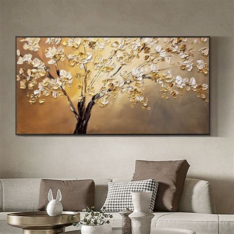 Large Abstract Gold Leaf Tree Oil Painting On Canvasoriginal Etsy In