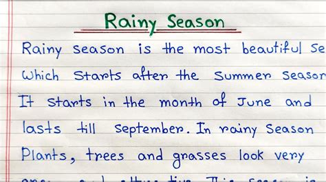 Rainy Season Essay In English Write An Essay On Rainy Season Essay