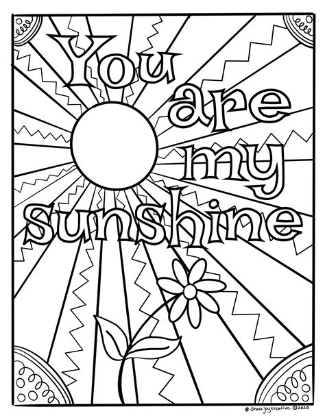 You Are My Sunshine Free Coloring Page Coloring Pages