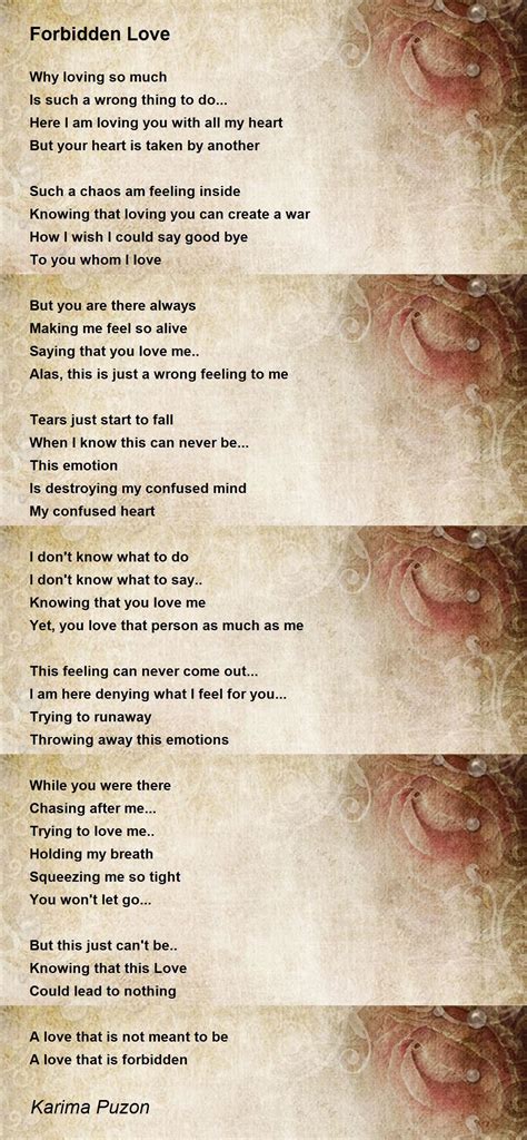 Forbidden Love Forbidden Love Poem By Karima Puzon