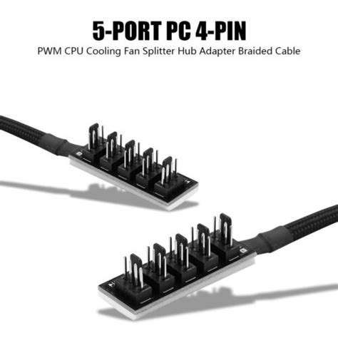 5 Port Pc 4 Pin Pc Pwm Cpu Cooling Fan Splitter Hub Adapter Cable Gsa