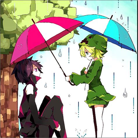 Creeper And Enderman Minecraft Anime Minecraft Drawings Minecraft Funny