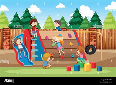 Children Playing In Playground Illustration Stock Vector Image And Art