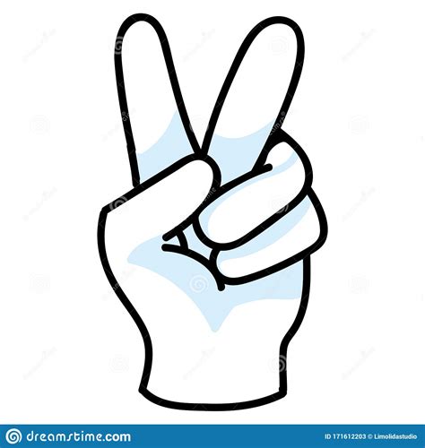 Cute Peace Hand Symbol Cartoon Doodle Clip Art Hand Drawn Expression
