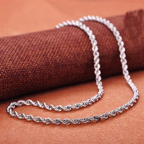 S925 Sterling Silver Necklace 19inch Rope Chain Women Necklacenecklace