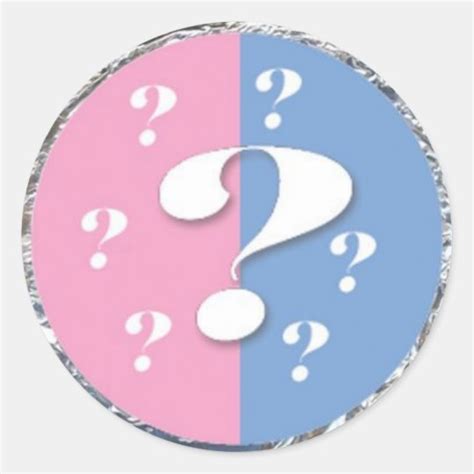 Question Mark Gender Reveal Sticker Round