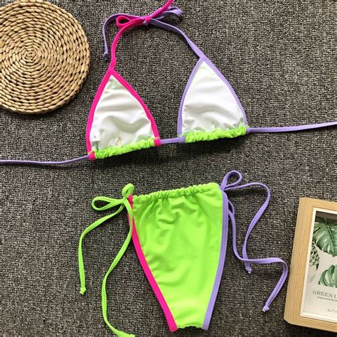 Bikinx Micro Trójkąt Stroje Kąpielowe Kobiety 2019 Lato Biquini Neon Stringi Bikini Set Push Up