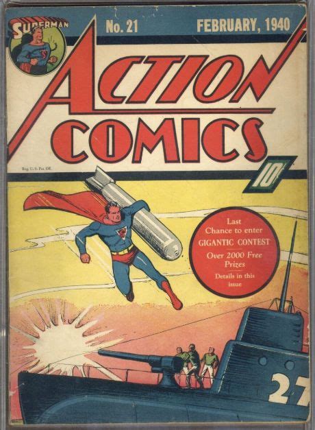 Action Comics 21~feb 1940~joe Shusterpaul Cassidy Ca Comic Books Old Comics Comics
