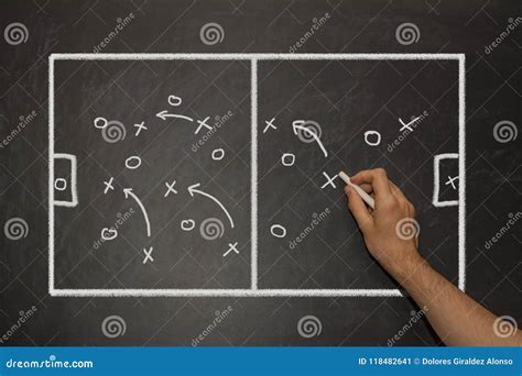 Soccer Tactics On A Black Chalkboard Stock Image Image Of