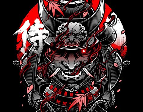Samurai Warrior Tattoo Oni Samurai Japanese Demon Mask Samourai