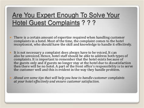 How To Handle Guest With Complaints In Hotel