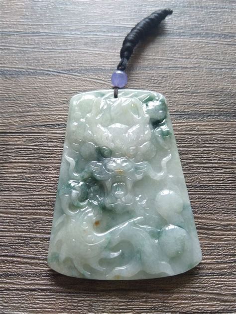 Chinese Dragon Jadeite Pendant Natural Green Grade A Jade Etsy UK