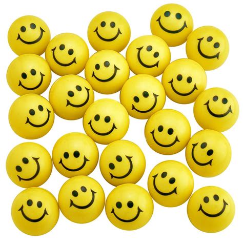 Kicko Yellow Smiley Face Stress Balls 24 Pack 2 Inch Goofy Squeeze