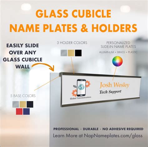Glass Cubicle Name Plate Holders Napnameplates